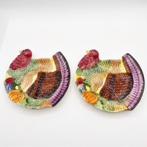 Turkey Dinner Plate Thanksgiving Plate Fall Plate Pumpkin Multicolor